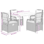 5-tlg. Garten-Essgruppe mit Kissen Beige Poly Rattan
