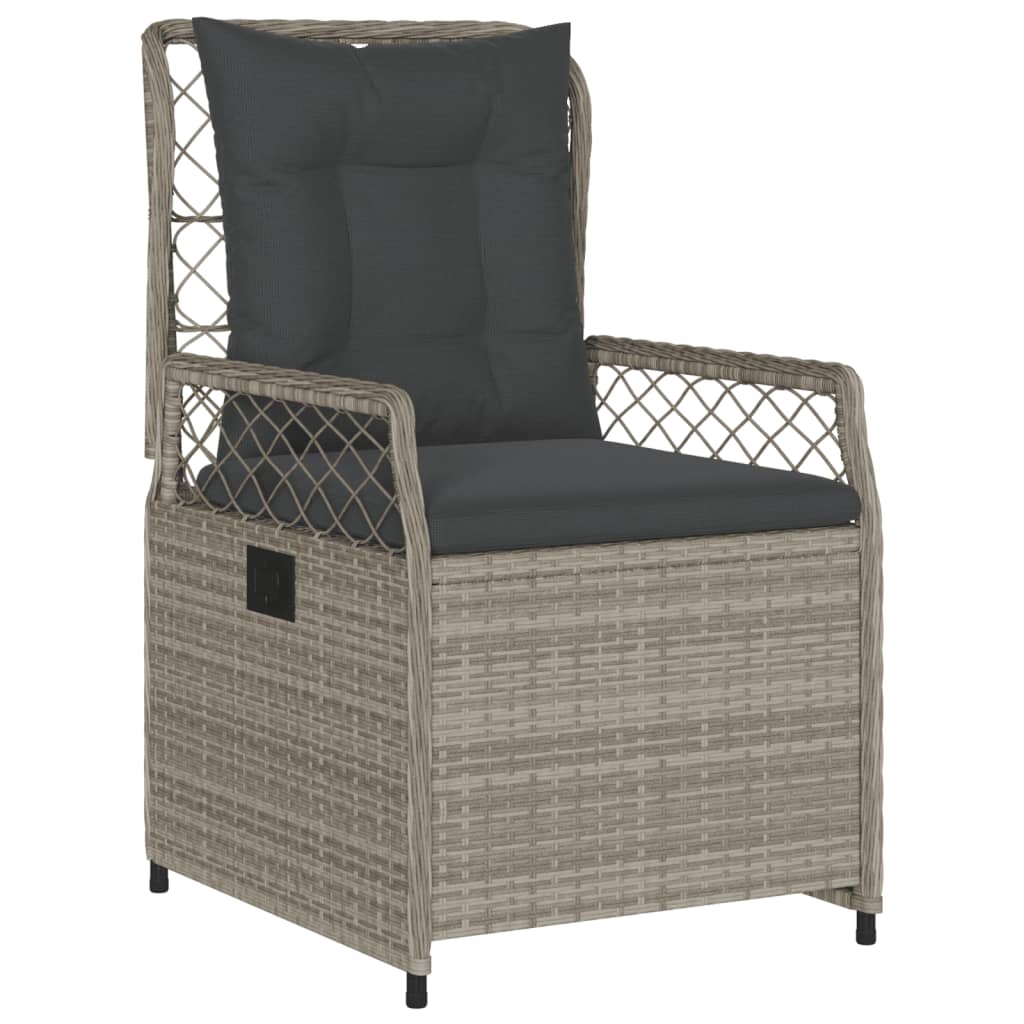 3-tlg. Garten-Essgruppe mit Kissen Hellgrau Poly Rattan