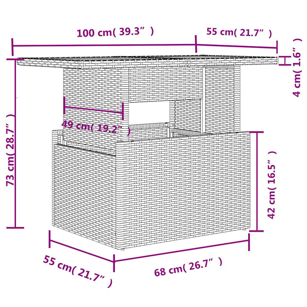 5-teiliges Gartensofa-Set mit Kissen, grau, Polyrattan