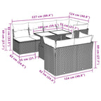 8-tlg. Garten-Sofagarnitur mit Kissen Schwarz Poly Rattan