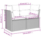 9-tlg. Garten-Sofagarnitur mit Kissen Grau Poly Rattan
