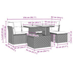 6-teiliges Gartensofa-Set mit Kissen, braun, Polyrattan
