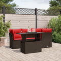 5-teiliges Gartensofa-Set mit Kissen, braun, Polyrattan