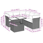 6-teiliges Gartensofa-Set mit Kissen, braun, Polyrattan