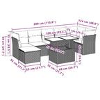 8-teiliges Gartensofa-Set mit Kissen, braun, Polyrattan