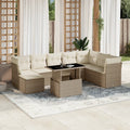 9-tlg. Garten-Sofagarnitur mit Kissen Beige Poly Rattan
