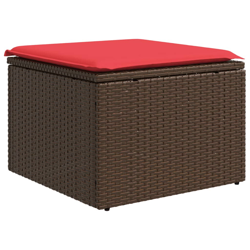 9-teiliges Gartensofa-Set mit Kissen, braun, Polyrattan