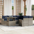 9-teiliges Gartensofa-Set mit Kissen, grau, Polyrattan