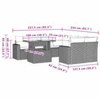 9-teiliges Gartensofa-Set mit Kissen, braun, Polyrattan