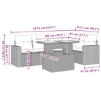 6-teiliges Gartensofa-Set mit Kissen, grau, Polyrattan