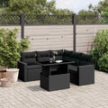 6-tlg. Garten-Sofagarnitur mit Kissen Schwarz Poly Rattan