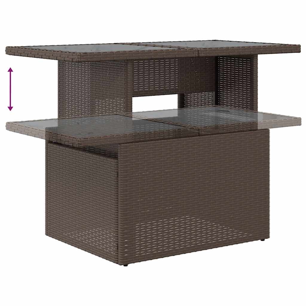 9-teiliges Gartensofa-Set mit Kissen, braun, Polyrattan