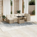 8-tlg. Garten-Sofagarnitur mit Kissen Beige Poly Rattan