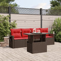 5-teiliges Gartensofa-Set mit Kissen, braun, Polyrattan