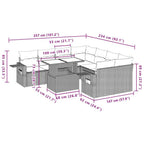 9-teiliges Gartensofa-Set mit Kissen, braun, Polyrattan