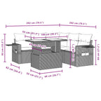 6-teiliges Gartensofa-Set mit Kissen, grau, Polyrattan