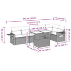 7-teiliges Gartensofa-Set mit Kissen, braun, Polyrattan