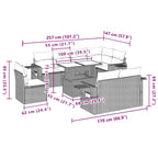 9-teiliges Gartensofa-Set mit Kissen, grau, Polyrattan