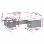 10-tlg. Garten-Sofagarnitur mit Kissen Braun Poly Rattan