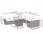 11-teiliges Gartensofa-Set mit Kissen, braun, Polyrattan