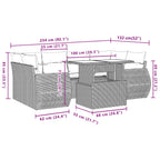 7-tlg. Garten-Sofagarnitur mit Kissen Braun Poly Rattan