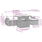 6-tlg. Garten-Sofagarnitur mit Kissen Hellgrau Poly Rattan
