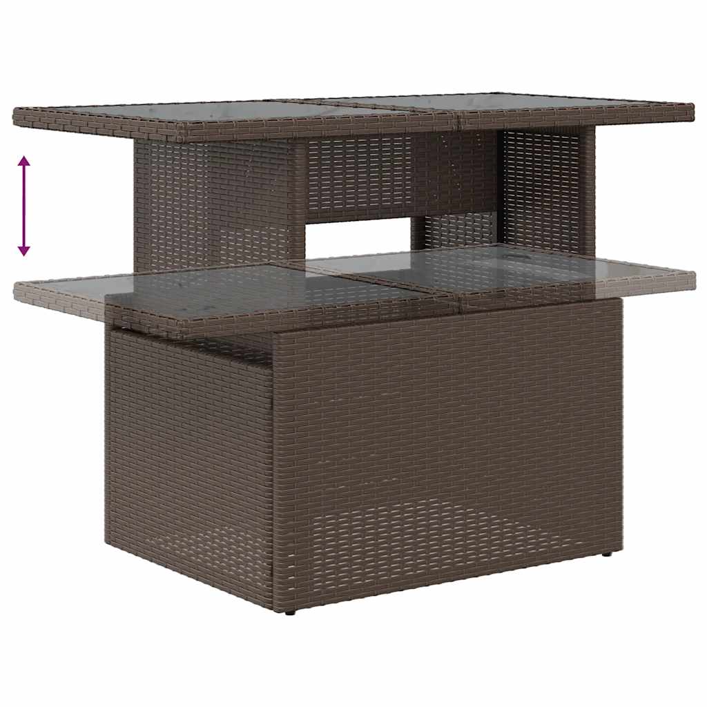 5-teiliges Gartensofa-Set mit Kissen, braun, Polyrattan