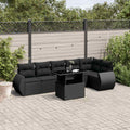 7-tlg. Garten-Sofagarnitur mit Kissen Schwarz Poly Rattan