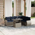 7-teiliges Gartensofa-Set mit Kissen, grau, Polyrattan