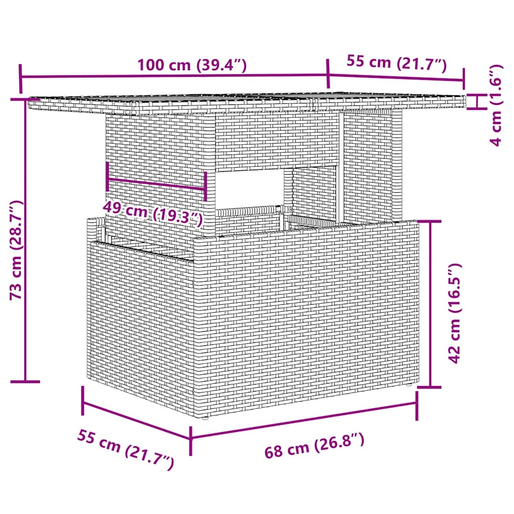 7-tlg. Garten-Sofagarnitur mit Kissen Hellgrau Poly Rattan
