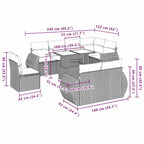 9-tlg. Garten-Sofagarnitur mit Kissen Hellgrau Poly Rattan