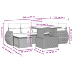 7-tlg. Garten-Sofagarnitur mit Kissen Braun Poly Rattan