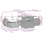 7-teiliges Gartensofa-Set mit Kissen, braun, Polyrattan