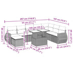 9-tlg. Garten-Sofagarnitur mit Kissen Schwarz Poly Rattan