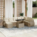 9-tlg. Garten-Sofagarnitur mit Kissen Beige Poly Rattan