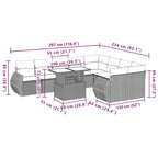 10-teiliges Gartensofa-Set mit Kissen, grau, Polyrattan