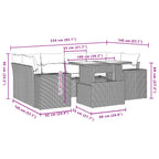 7-tlg. Garten-Sofagarnitur mit Kissen Braun Poly Rattan