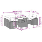 8-teiliges Gartensofa-Set mit Kissen, braun, Polyrattan