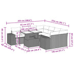 9-tlg. Garten-Sofagarnitur mit Kissen Braun Poly Rattan