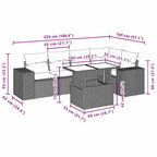 6-teiliges Gartensofa-Set mit Kissen, grau, Polyrattan