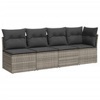 7-tlg. Garten-Sofagarnitur mit Kissen Grau Poly Rattan