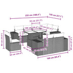 9-tlg. Garten-Sofagarnitur mit Kissen Schwarz Poly Rattan