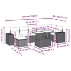 8-teiliges Gartensofa-Set mit Kissen, braun, Polyrattan