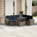 8-teiliges Gartensofa-Set mit Kissen, grau, Polyrattan
