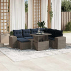 8-teiliges Gartensofa-Set mit Kissen, grau, Polyrattan