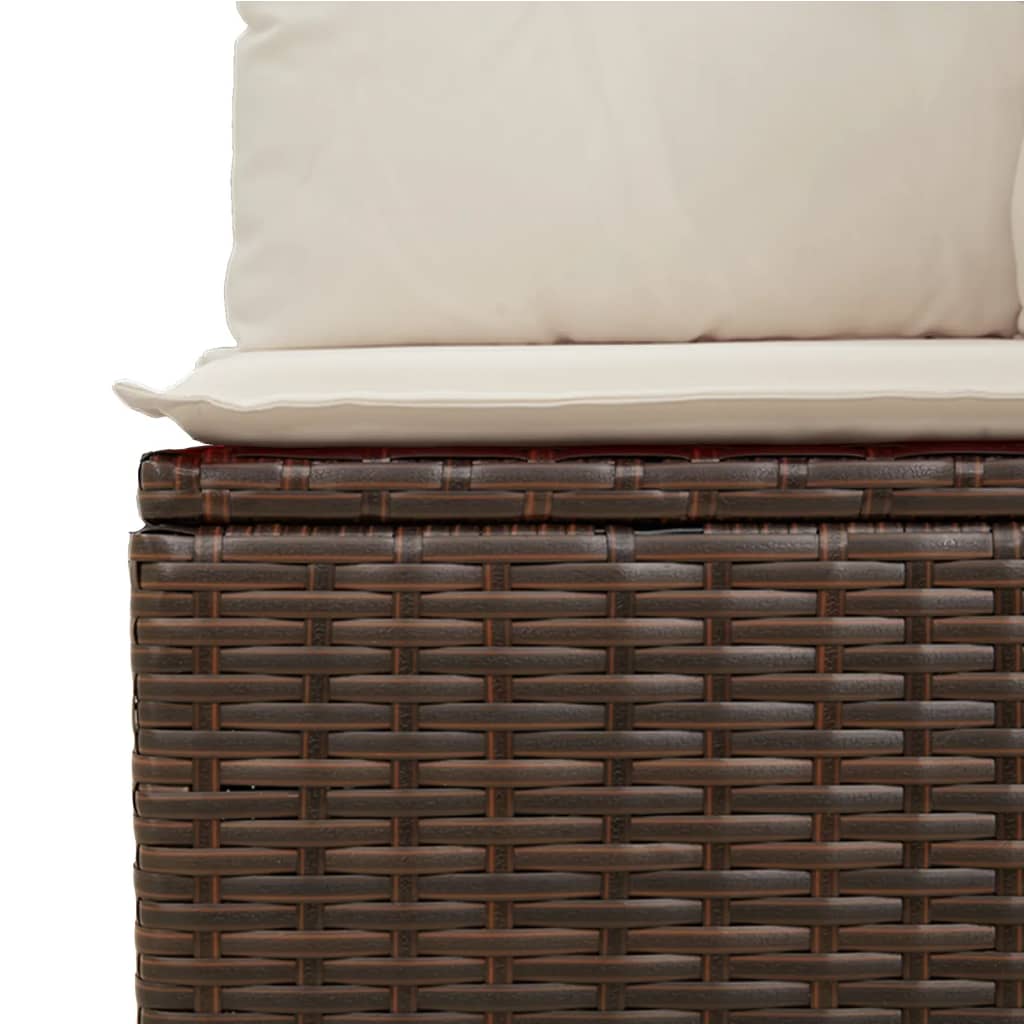 8-tlg. Garten-Sofagarnitur mit Kissen Braun Poly Rattan