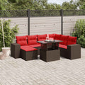 8-teiliges Gartensofa-Set mit Kissen, braun, Polyrattan