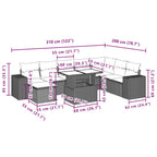 9-teiliges Gartensofa-Set mit Kissen, grau, Polyrattan