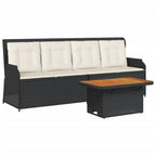 3-tlg. Garten-Lounge-Set mit Kissen Schwarz Poly Rattan