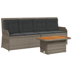 3-tlg. Garten-Lounge-Set mit Kissen Grau Poly Rattan